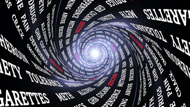 ADDICTION Keywords on the Tunnel Walls, Animation, Background, Loop
