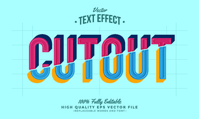 Cut Out Two Tone 3D Style Editable Modern Text Effect Vector Files