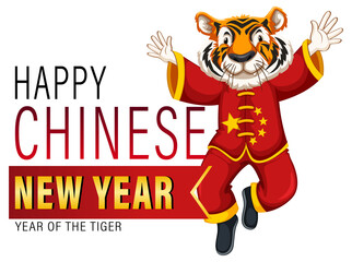 Happy Chinese New Year poster design with tiger