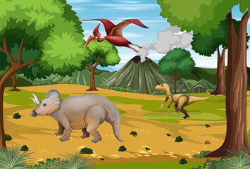 Scene with dinosaurs in the forest © blueringmedia