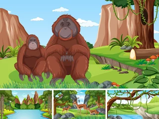 Scene with wild animals in the woods © blueringmedia