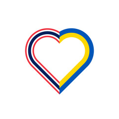 heart outline icon with thailand and ukraine flags. vector illustration isolated on white background