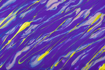 Abstract fluid art background dark purple and green colors. Liquid marble. Acrylic painting with violet gradient