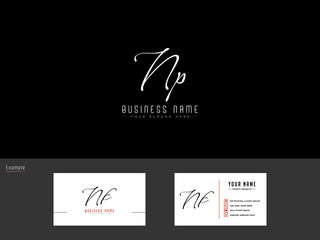 Signature NP Logo, Monogram Np n&p Logo Letter Vector and Business Card © fatema202