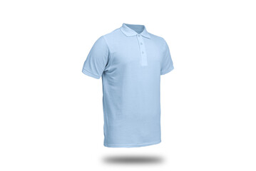 Baby blue polo shirt with ghost model concept floating in plain background