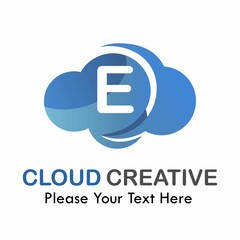 Letter e with cloud logo template illustration. suitable for brand your business, media, app, symbol etc