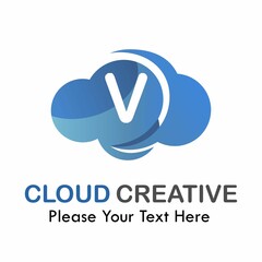 Letter v with cloud logo template illustration. suitable for brand your business, media, app, symbol etc