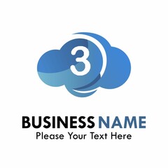 Number 3 with cloud logo template illustration