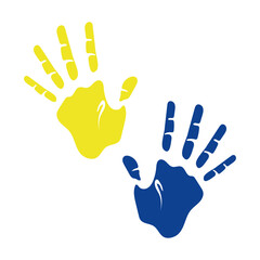 blue and yellow handprint