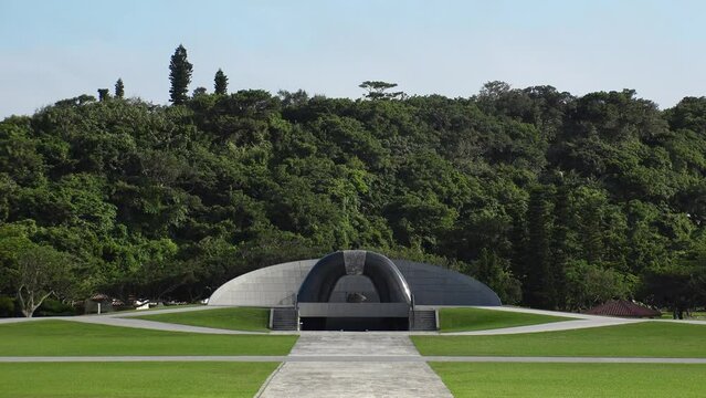 ITOMAN CITY, OKINAWA, JAPAN - AUG 2021 : View of Peace memorial park.