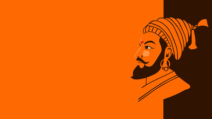 shivaji maharaj jayanti (chatrapati shivaji) illustrations.Designer template with Shivaji maharaj side face for banner - obrazy, fototapety, plakaty