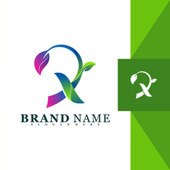 Letter X with Green leaf logo vector design. perfect for corporate,store and personal identity logo. creative design 