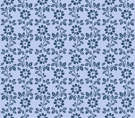 Japanese Romantic Flower Vine Vector Seamless Pattern