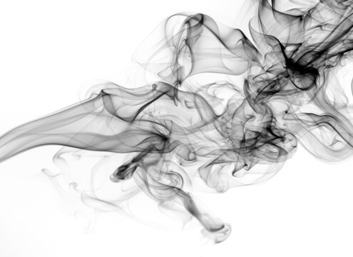 Black smoke abstract on white background, fire design