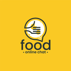 Food logo icon vector template. Food logo with a symbol of a chat bubble with a fork and an egg on the side. A simple and elegant good food logo.