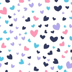 Heart confetti or paper cutouts seamless pattern