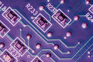 Electronic components on the printed circuit board of the device