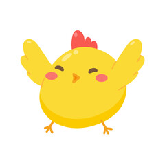 cartoon little chick Hatched eggs on Easter. decorate greeting cards for children