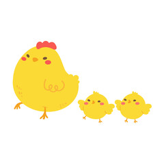 cartoon little chick Hatched eggs on Easter. decorate greeting cards for children