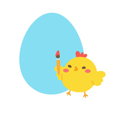 cartoon little chick Hatched eggs on Easter. decorate greeting cards for children