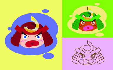 Cute Samurai Doodle Vector Illustration. best for children product pattern, mascot design, children book content, character design, package desain, and any other creative content