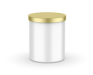 Blank scented candle with paper box packaging for branding and mock up, votive candle with hard box mockup on isolated white background, 3d render illustration