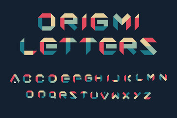 Letter A to Z origami logo. origami alphabet. letter collection - obrazy, fototapety, plakaty