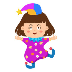 Fototapeta premium clown little girl vector illustration