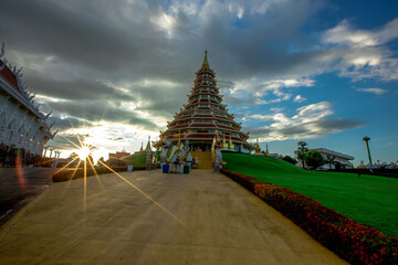 background of one of the major tourist attractions in Chiang Rai province of Thailand (Wat Huay Pla...