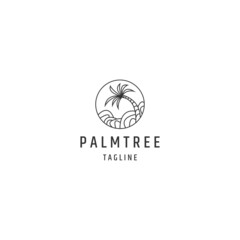 Ocean palm tree logo icon design template
