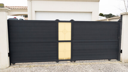 door grey steel gate aluminum portal gray of home suburbs house