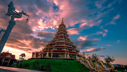 background of one of the major tourist attractions in Chiang Rai province of Thailand (Wat Huay Pla...