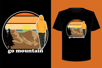 Go mountain retro vintage t shirt design