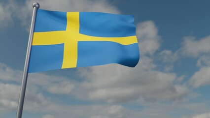 3D illustration of Sweden flag waving in the wind on a background with sky. 3d rendering illustration
Description101/