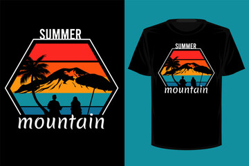 Summer mountain retro vintage t shirt design