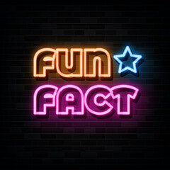 Fun and Fact Neon Signs Vector. Design Template Neon Style