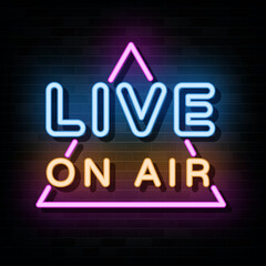 Live On Air Neon Signs Vector. Design Template Neon Style
