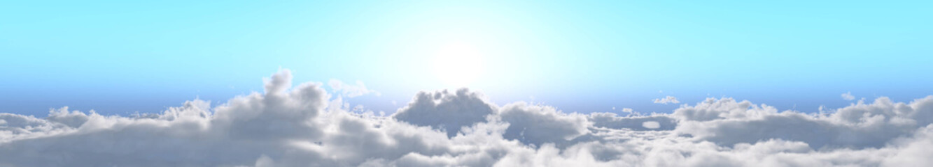 Obraz premium Beautiful cloudy panoramic landscape from above, 3D rendering