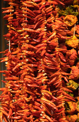 dried red pepper sold in the market