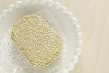 Green tea biscuit for gourmet dessert image with copy space