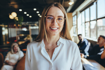 Successful businesswoman smiling at the camera