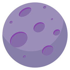 Dark full moon vector illustration in flat color design