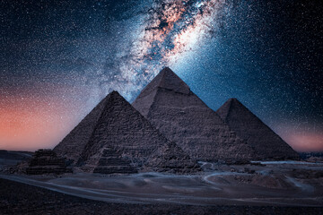 Fototapeta The Pyramids of Giza by night in Egypt  obraz
