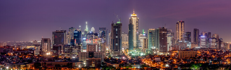 Banner image of Bonifacio Global city skyline at Magic hour. - obrazy, fototapety, plakaty