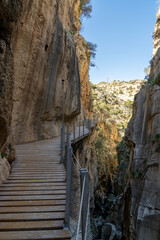 view of the famous and historic Camino del Rey in southern Spain near Malaga