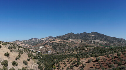 panorama of hilly farmland and backcountry in the south of Spain