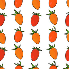 Seamless tomatoes. Seamless pattern. Hand drawn vegetable vector. Illustration vector. Wrapping paper pattern. Seamless background with tomatoes.