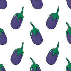 Seamless eggplant. Seamless pattern. Hand drawn vegetable vector. Illustration vector. Wrapping paper pattern. Seamless background with eggplant.