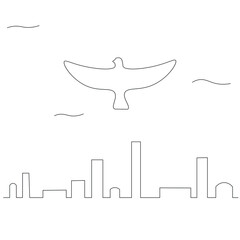City landscape with bird dove vector illustration