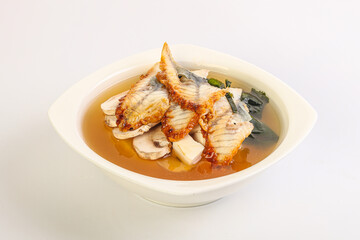 Japanese traditional miso soup with eel